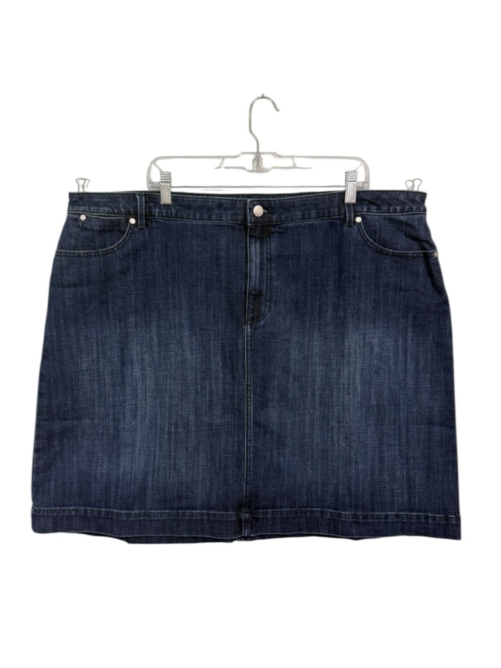 Talbots NEW Women's 22W Pencil Jean Skirt Blue Denim Stretch Pockets Knee Length